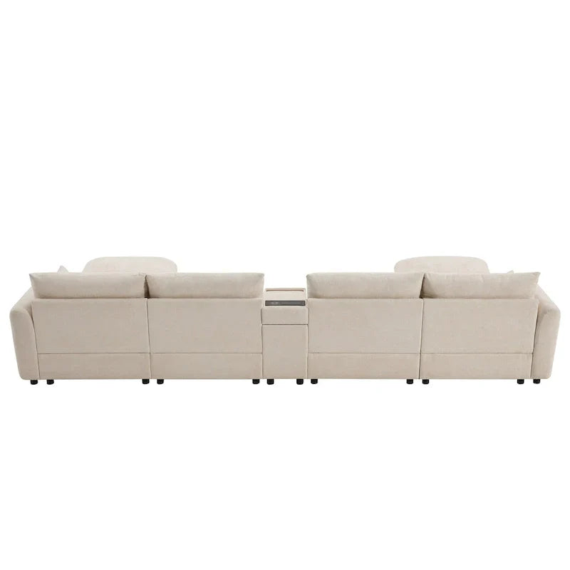Canapé sectionnel modulable en forme de U 142 avec ottomans de rangement et console