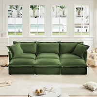 Canapé sectionnel 3 places en chenille 120 avec 3 ottomans