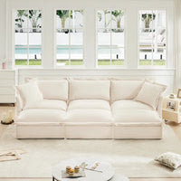 Canapé sectionnel 3 places en chenille 120 avec 3 ottomans