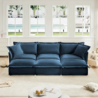 Canapé sectionnel 3 places en chenille 120 avec 3 ottomans