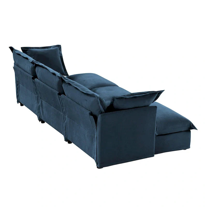 Canapé sectionnel 3 places en chenille 120 avec 3 ottomans