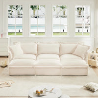 Canapé sectionnel 3 places en chenille 120 avec 3 ottomans