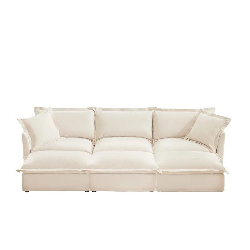 Canapé sectionnel 3 places en chenille 120 avec 3 ottomans