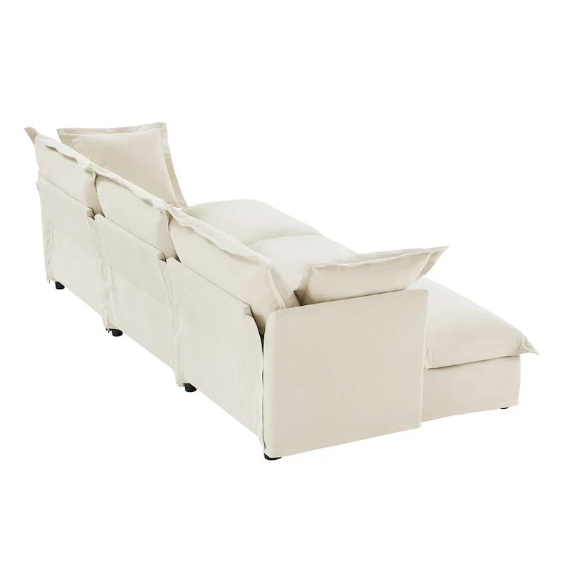 Canapé sectionnel 3 places en chenille 120 avec 3 ottomans