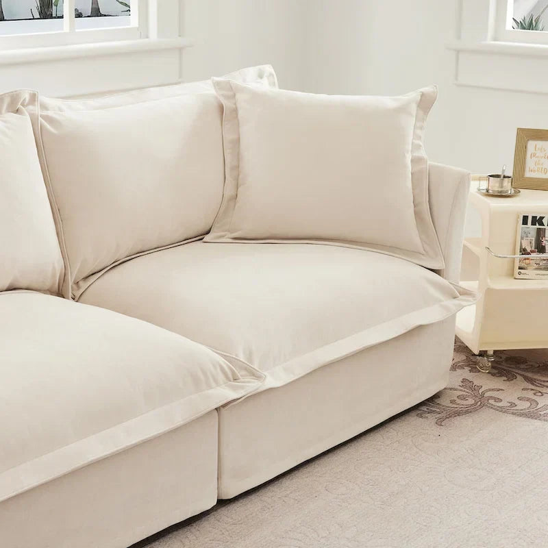 Canapé sectionnel 3 places en chenille 120 avec 3 ottomans