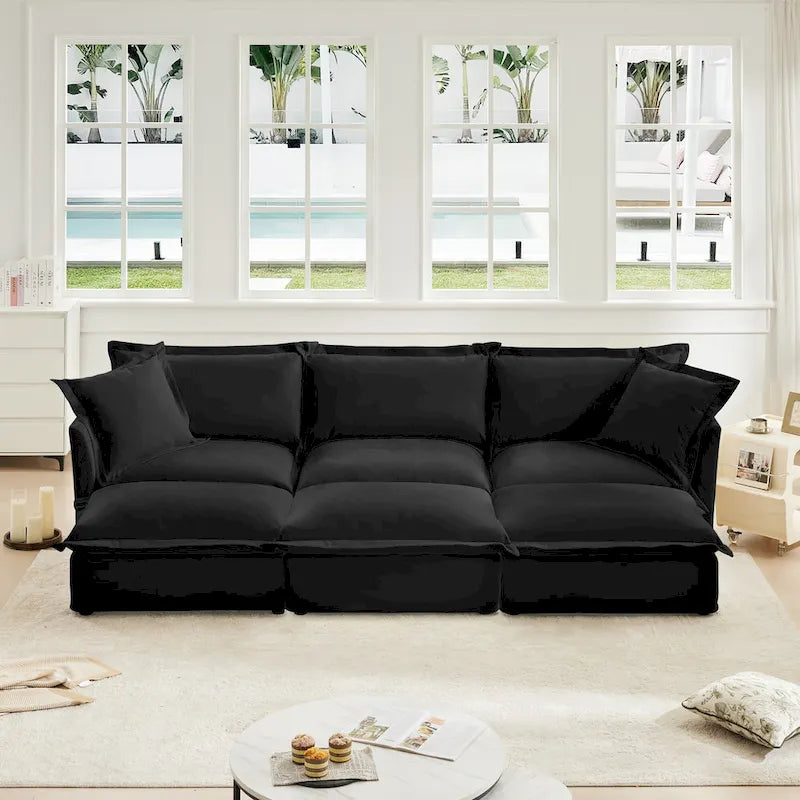 Canapé sectionnel 3 places en chenille 120 avec 3 ottomans