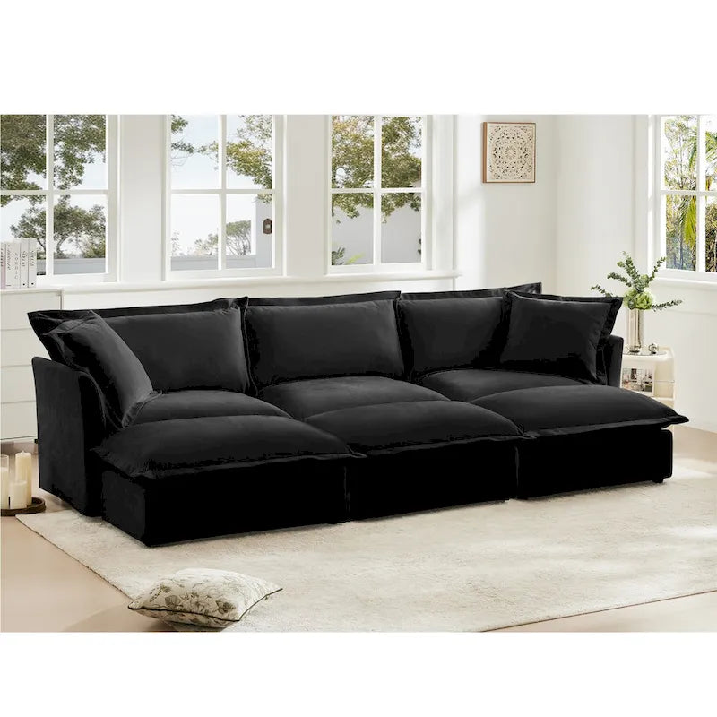 Canapé sectionnel 3 places en chenille 120 avec 3 ottomans