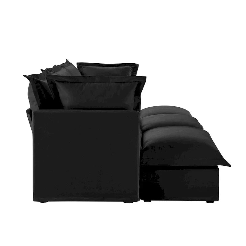 Canapé sectionnel 3 places en chenille 120 avec 3 ottomans