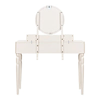 Coiffeuse de luxe avec miroir rond, hauteur réglable, ensemble coiffeuse élégant, 4 tiroirs et tabouret
