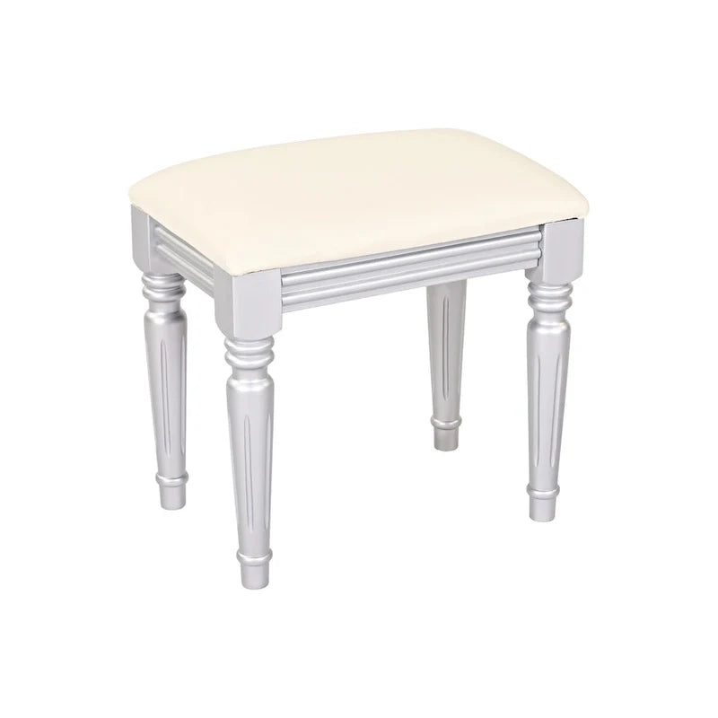 Coiffeuse de luxe avec miroir rond, hauteur réglable, ensemble coiffeuse élégant, 4 tiroirs et tabouret