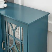 Meuble TV moderne bleu sarcelle 62 po avec grand plateau et 6 tablettes