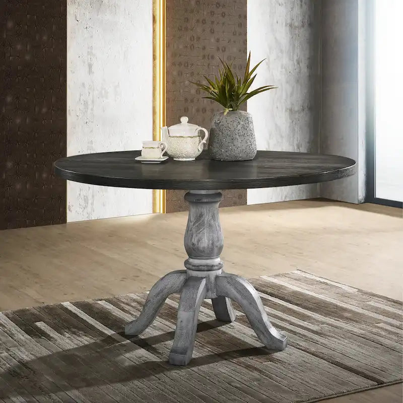 Ensemble de salle à manger vintage 5 pièces avec table ronde à piédestal & chaises