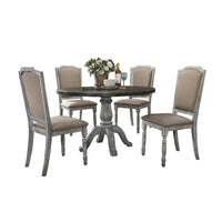 Ensemble de salle à manger vintage 5 pièces avec table ronde à piédestal & chaises