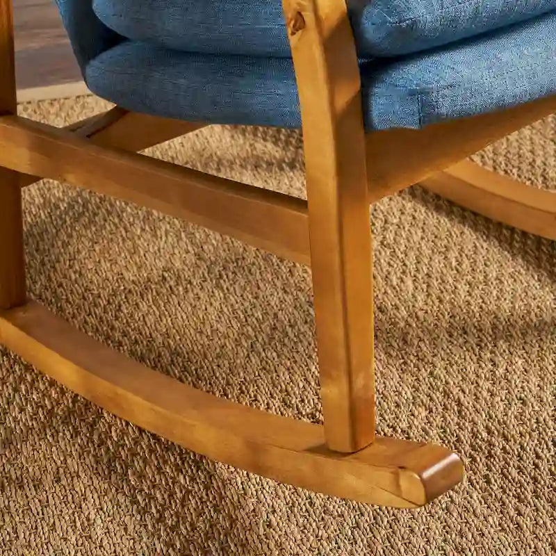 Fauteuil à bascule en bois massif avec coussin en lin et fabrication artisanale haut de gamme
