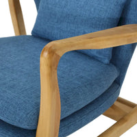 Fauteuil à bascule en bois massif avec coussin en lin et fabrication artisanale haut de gamme