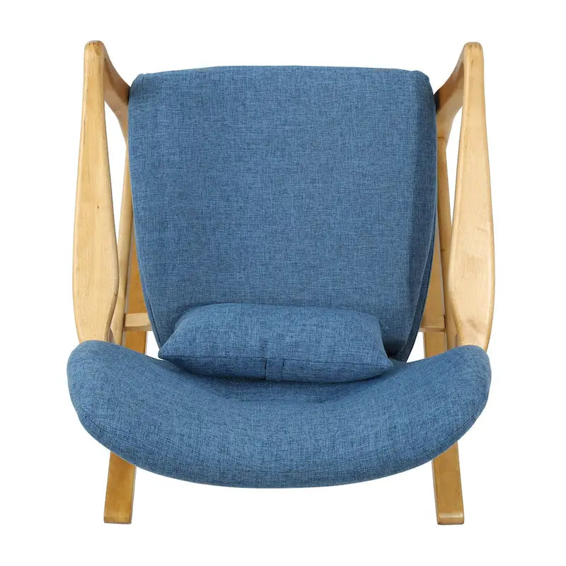 Fauteuil à bascule en bois massif avec coussin en lin et fabrication artisanale haut de gamme