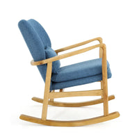 Fauteuil à bascule en bois massif avec coussin en lin et fabrication artisanale haut de gamme
