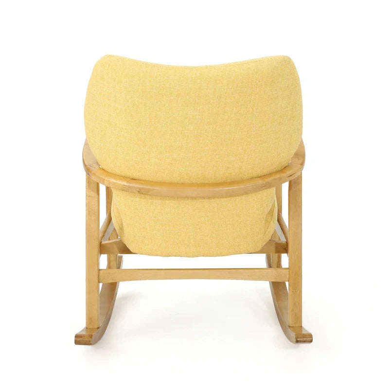 Fauteuil à bascule en bois massif avec coussin en lin et fabrication artisanale haut de gamme