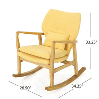 Fauteuil à bascule en bois massif avec coussin en lin et fabrication artisanale haut de gamme