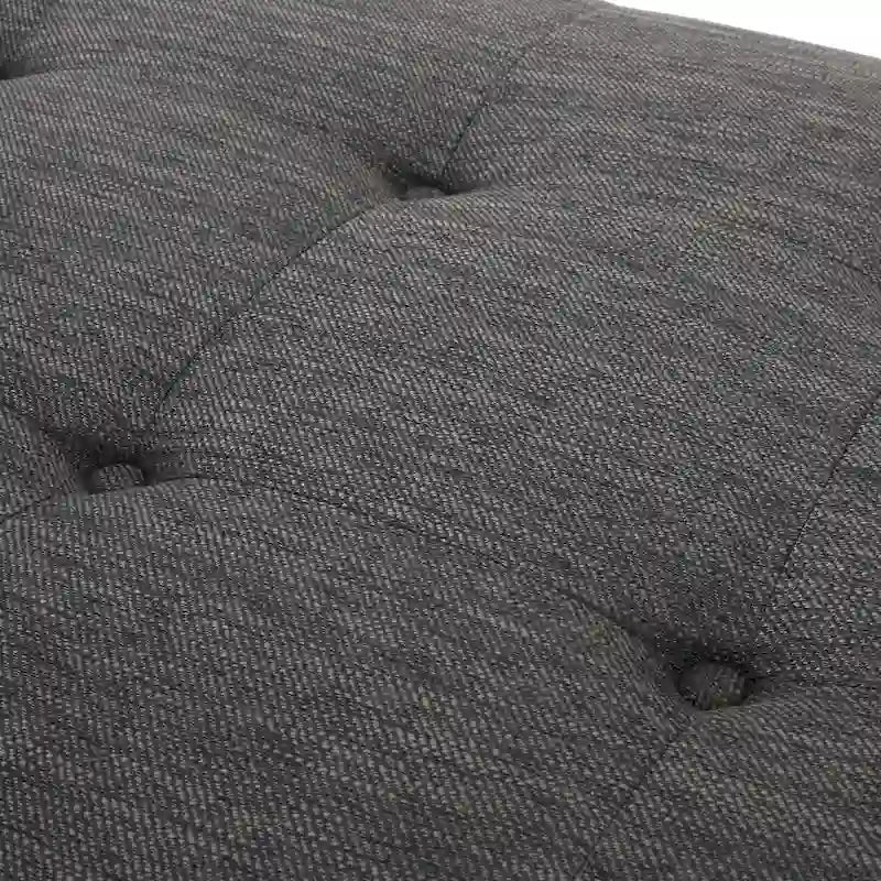 Méridienne capitonnée à boutons moderne anthracite 65 po avec design en bois cintré et coussins d'accent roulés