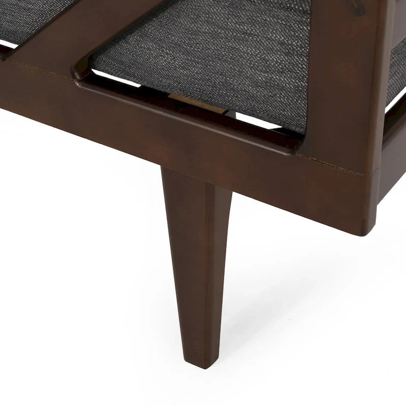 Méridienne capitonnée à boutons moderne anthracite 65 po avec design en bois cintré et coussins d'accent roulés