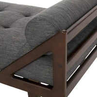 Chaise longue capitonnée moderne 65 en charbon de bois avec design en bois courbé et coussins décoratifs cylindriques