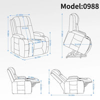 Fauteuil inclinable électrique noir pour personnes âgées avec massage vibrant, chauffage lombaire, port USB et porte-gobelets