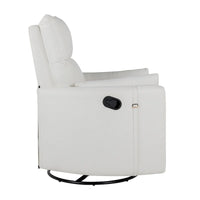 Fauteuil inclinable, pivotant et à bascule capitonné beige avec inclinaison manuelle, pivotement à 360° et deux coussins amovibles