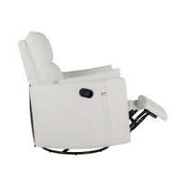 Fauteuil inclinable, pivotant et à bascule capitonné beige avec inclinaison manuelle, pivotement à 360° et deux coussins amovibles