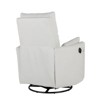 Fauteuil inclinable, pivotant et à bascule capitonné beige avec inclinaison manuelle, pivotement à 360° et deux coussins amovibles