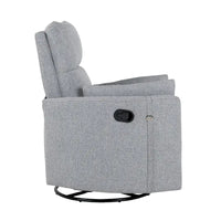 Fauteuil inclinable, pivotant et à bascule capitonné beige avec inclinaison manuelle, pivotement à 360° et deux coussins amovibles