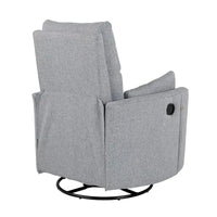 Fauteuil inclinable, pivotant et à bascule capitonné beige avec inclinaison manuelle, pivotement à 360° et deux coussins amovibles