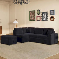 Canapé sectionnel 84.75 en forme de L 5 places avec lit escamotable, ottoman de rangement, rangement d'accoudoir dissimulé & charge USB