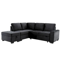 Canapé sectionnel 84.75 en forme de L 5 places avec lit escamotable, ottoman de rangement, rangement d'accoudoir dissimulé & charge USB