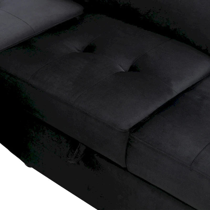 Canapé sectionnel 84.75 en forme de L 5 places avec lit escamotable, ottoman de rangement, rangement d'accoudoir dissimulé & charge USB
