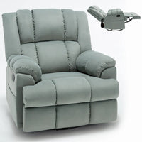Fauteuil inclinable vert surdimensionné en tissu avec pivotement à 360°, fonction bascule et commandes manuelles pour un confort maximal