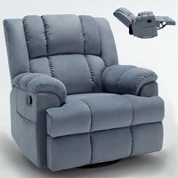 Fauteuil inclinable vert surdimensionné en tissu avec pivotement à 360°, fonction bascule et commandes manuelles pour un confort maximal