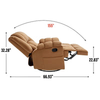 Fauteuil inclinable vert surdimensionné en tissu avec pivotement à 360°, fonction bascule et commandes manuelles pour un confort maximal