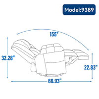 Fauteuil inclinable vert surdimensionné en tissu avec pivotement à 360°, fonction bascule et commandes manuelles pour un confort maximal