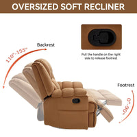 Fauteuil inclinable vert surdimensionné en tissu avec pivotement à 360°, fonction bascule et commandes manuelles pour un confort maximal