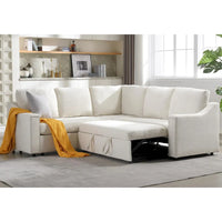 Canapé sectionnel en L 5 places de 81,5 po avec lit escamotable et 6 coussins, divan d'angle multifonction pour le salon