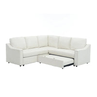 Canapé sectionnel en L 5 places de 81,5 po avec lit escamotable et 6 coussins, divan d'angle multifonction pour le salon