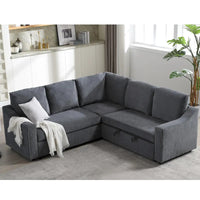 Canapé sectionnel en L 5 places de 81,5 po avec lit escamotable et 6 coussins, divan d'angle multifonction pour le salon
