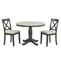 Ensemble de salle à manger 5 pièces en bois de style moderne avec table ronde et 4 chaises rembourrées