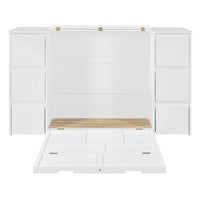 Lit escamotable avec tiroirs, placards et ports USB
