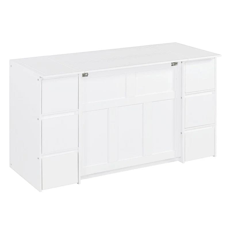 Lit escamotable avec tiroirs, placards et ports USB