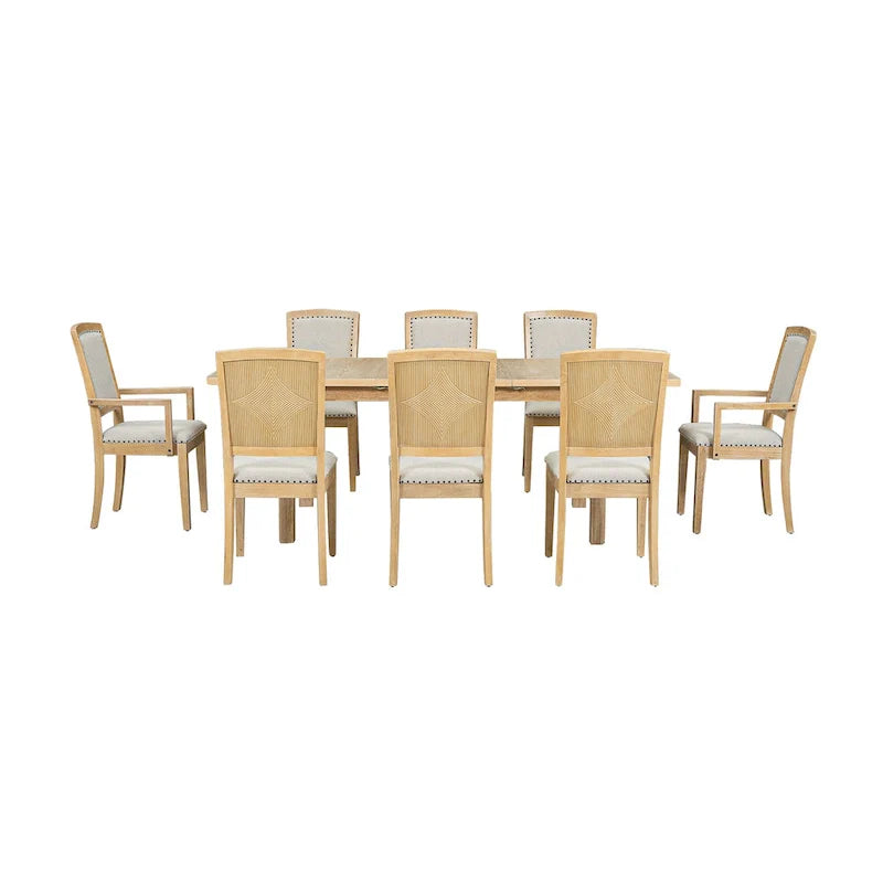 Ensemble de table à manger en bois 7 pièces avec table extensible & 6 chaises