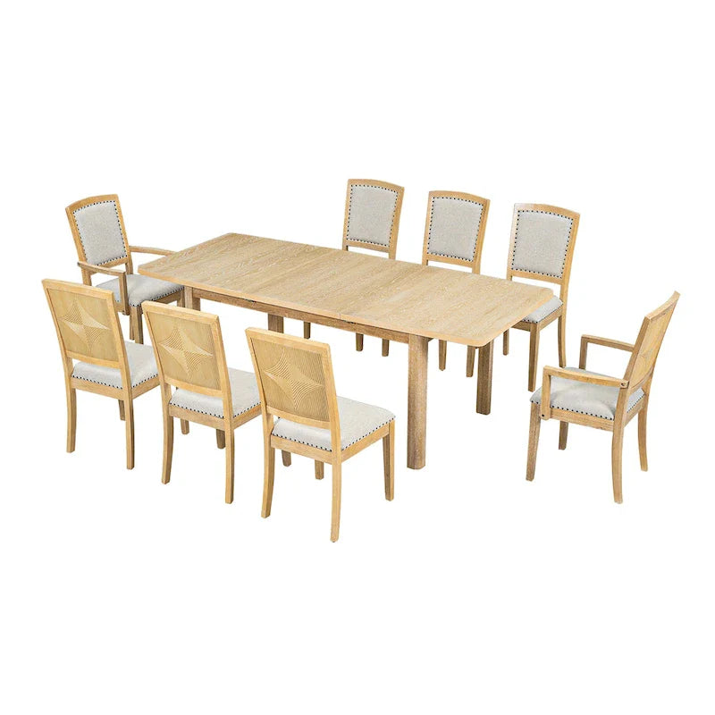 Ensemble de table à manger en bois 7 pièces avec table extensible & 6 chaises