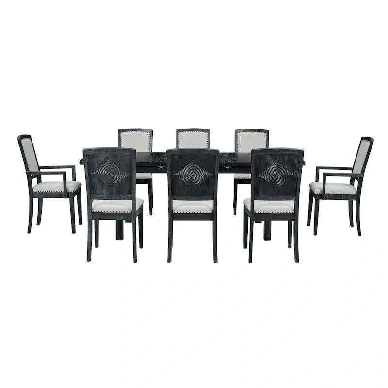 Ensemble de table à manger en bois 7 pièces avec table extensible & 6 chaises
