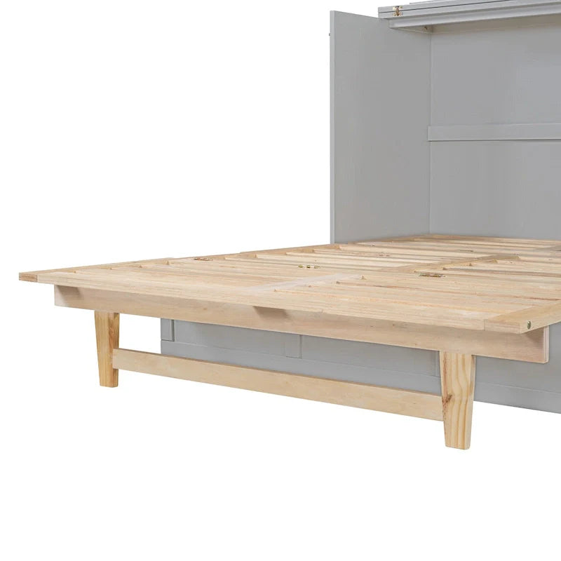 Lit escamotable taille Full gris avec rangement polyvalent et grands tiroirs